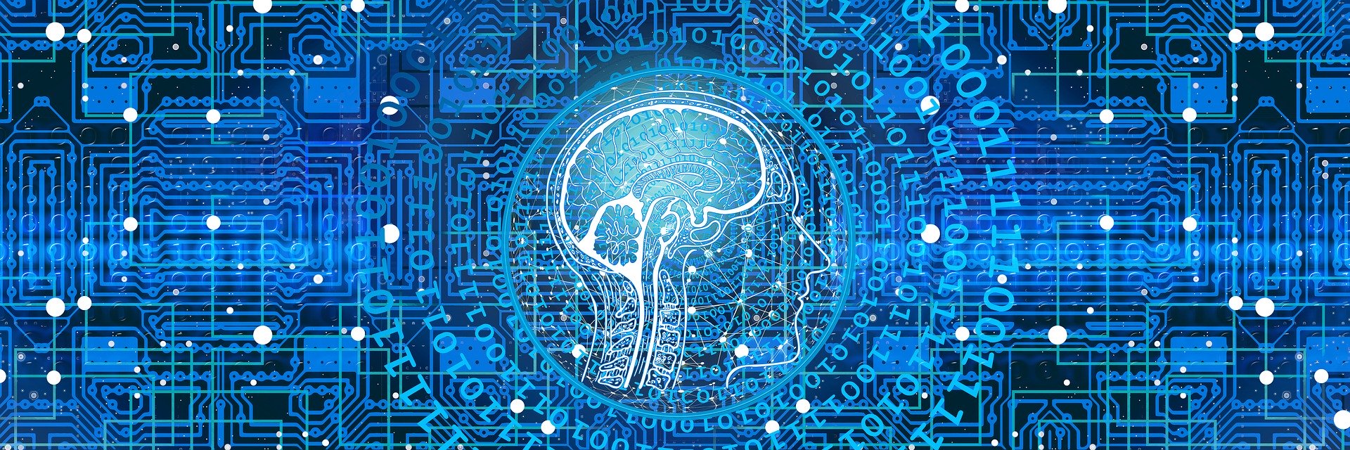 A blue representation of artifical intelligence.